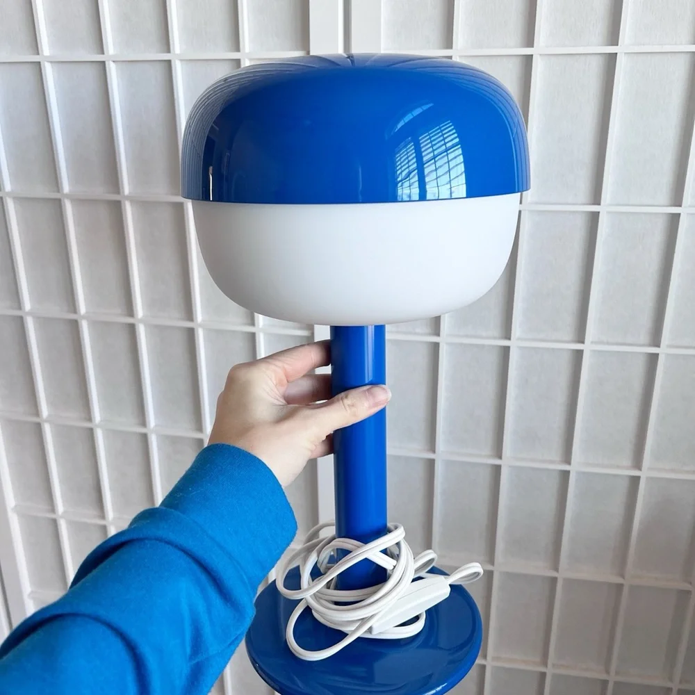 IKEA Blasverk Table Lamp in Bright Blue and White